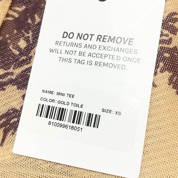 Miaou Mini Tee Gold Toile Sheer Mesh Short Sleeve Top - Picture 4 of 5